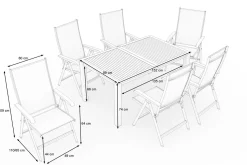 KETTLER BasicPlus Garten-Essgruppe mit 6 Sesseln & Tisch, anthrazit matt, Alu/Textilene, ausziehbar & klappbar