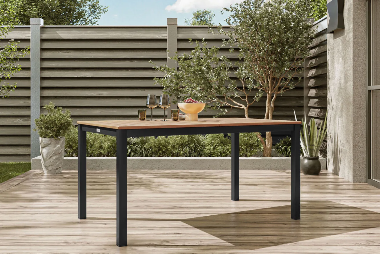 KETTLER BasicPlus Garten-Essgruppe mit 6 Sesseln & Tisch, anthrazit matt, Alu/Textilene, ausziehbar & klappbar