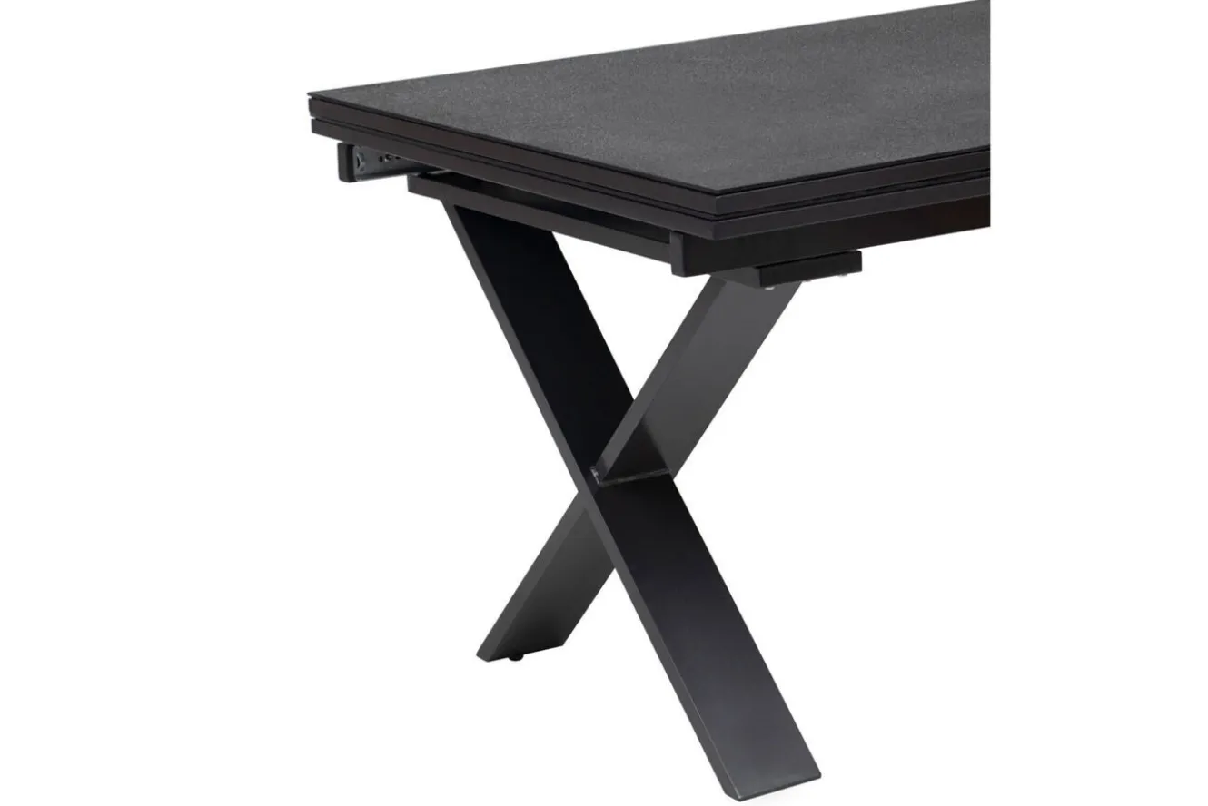 KETTLER BasicPlus Garten-Essgruppe, anthrazit, Alu / Spraystone / Textil, Tisch 180/280x100cm, 10 Klappstühle