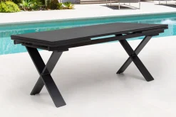 KETTLER BasicPlus Garten-Essgruppe, anthrazit, Alu / Spraystone / Textil, Tisch 180/280x100cm, 6 Klappstühle