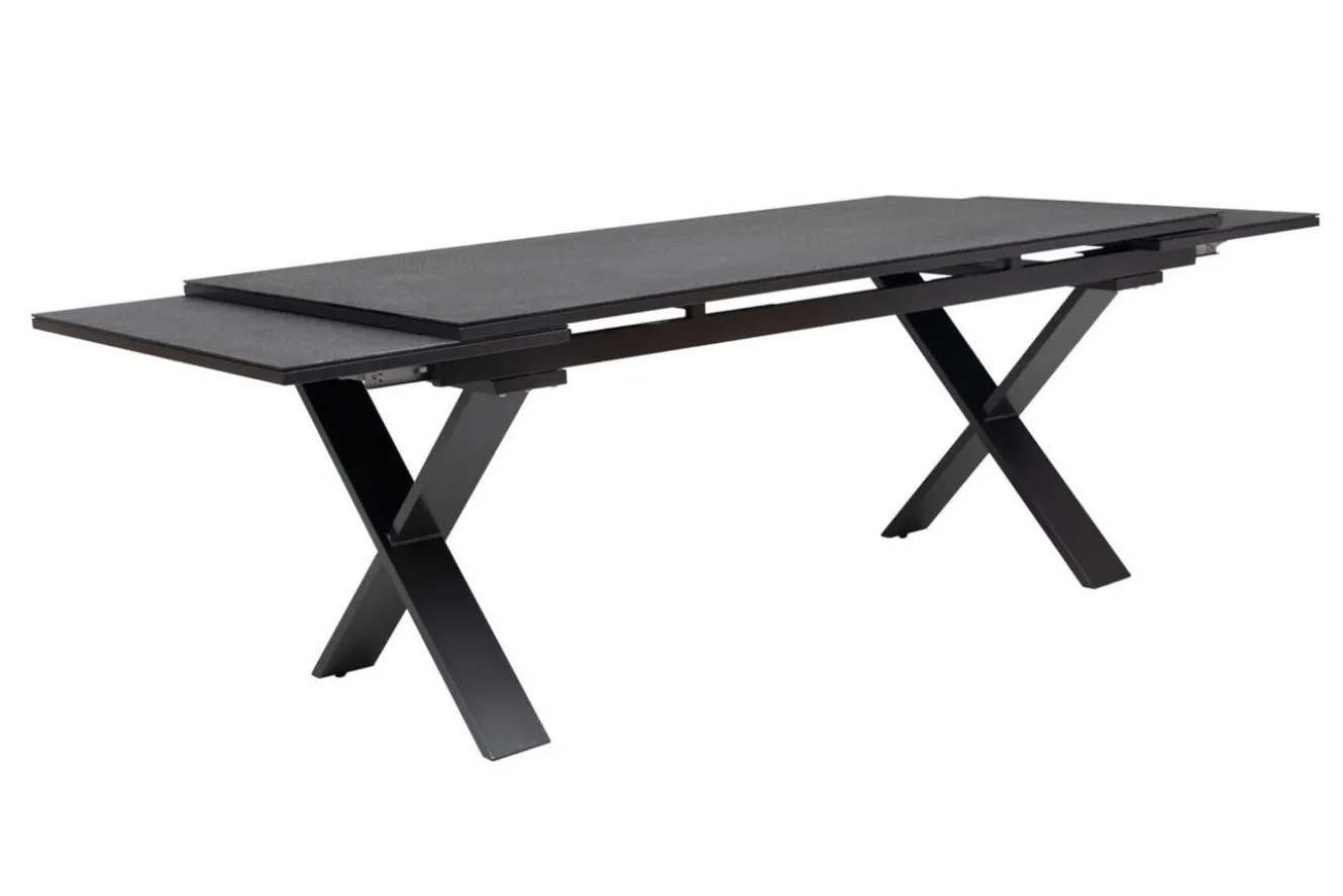 KETTLER BasicPlus Garten-Essgruppe, anthrazit, Alu / Spraystone / Textil, Tisch 180/280x100cm, 6 Klappstühle