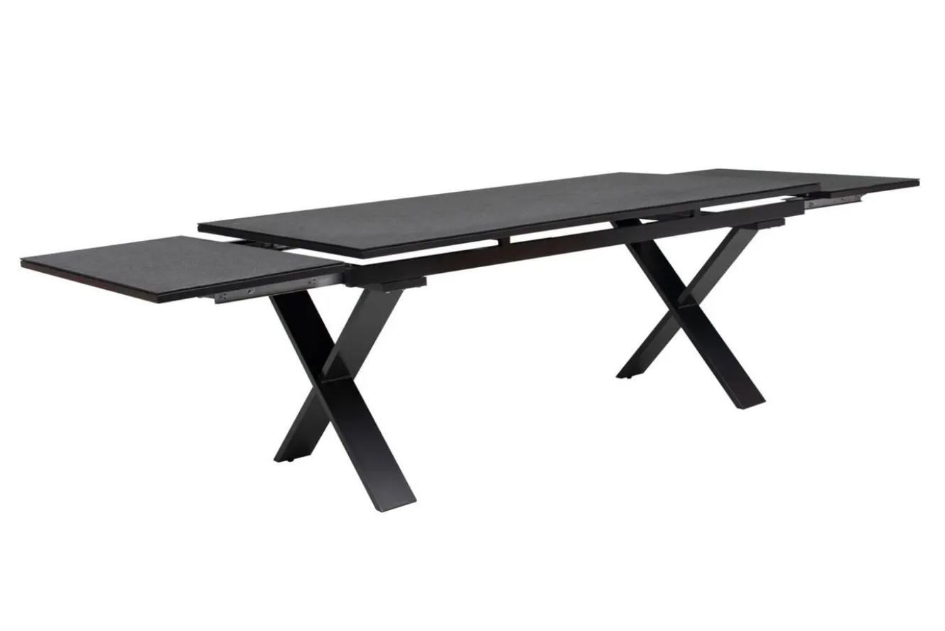 KETTLER BasicPlus Garten-Essgruppe, anthrazit, Alu / Spraystone / Textil, Tisch 180/280x100cm, 6 Klappstühle