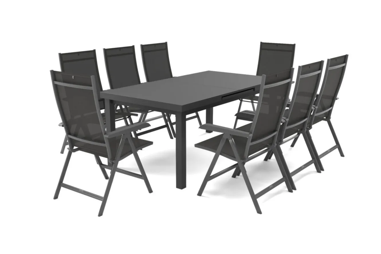 KETTLER BasicPlus Garten-Essgruppe, 8 Personen, ausziehbarer Tisch 180–240 cm, Aluminium/Textilene