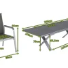 KETTLER BasicPlus Garten-Essgruppe, silber / anthrazit, Alu / Spraystone / Textil, Tisch 180/280x100cm, 8 Stapelsessel