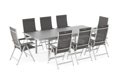 KETTLER BasicPlus Garten-Essgruppe, 8 Personen, ausziehbar, 180-240cm, Alu/Textilene, Klappstühle
