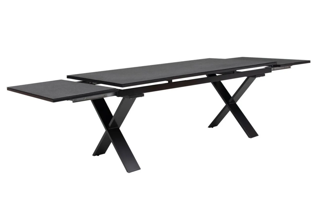 KETTLER BasicPlus Garten-Essgruppe, anthrazit, Alu / Spraystone / Textil, Tisch 180/280x100cm, 8 Stapelsessel