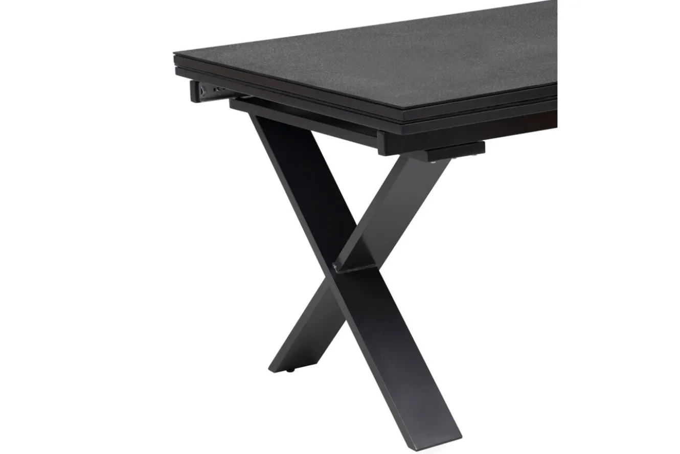 KETTLER BasicPlus Garten-Essgruppe, anthrazit, Alu / Spraystone / Textil, Tisch 180/280x100cm, 8 Stapelsessel