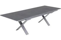 KETTLER BasicPlus Garten-Essgruppe, silber / anthrazit, Alu / Spraystone / Textil, Tisch 180/280x100cm, 6 Stapelsessel