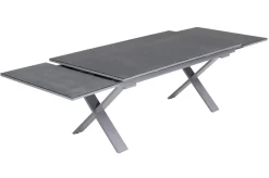 KETTLER BasicPlus Garten-Essgruppe, silber / anthrazit, Alu / Spraystone / Textil, Tisch 180/280x100cm, 6 Stapelsessel