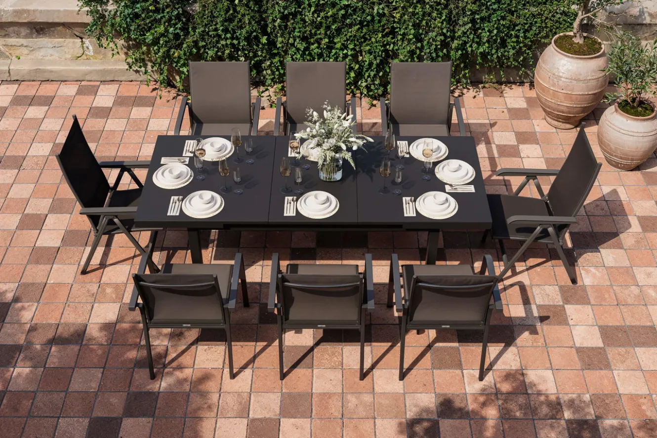 KETTLER BasicPlus Garten-Essgruppe, 8 Personen, ausziehbar, 180-240cm, Alu/Textilene