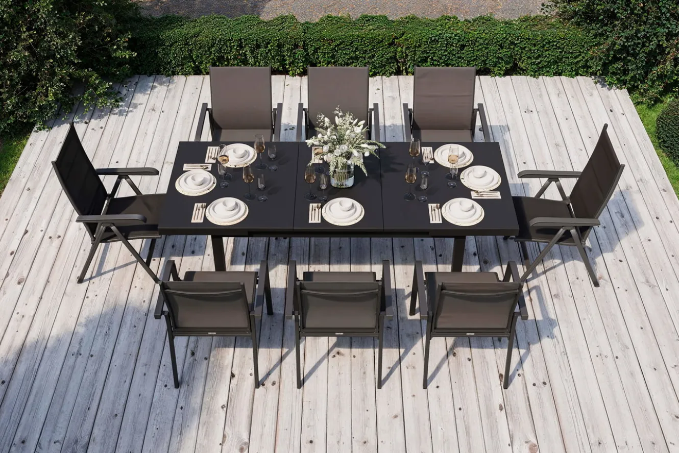 KETTLER BasicPlus Garten-Essgruppe, 8 Personen, ausziehbar, 180-240cm, Alu/Textilene