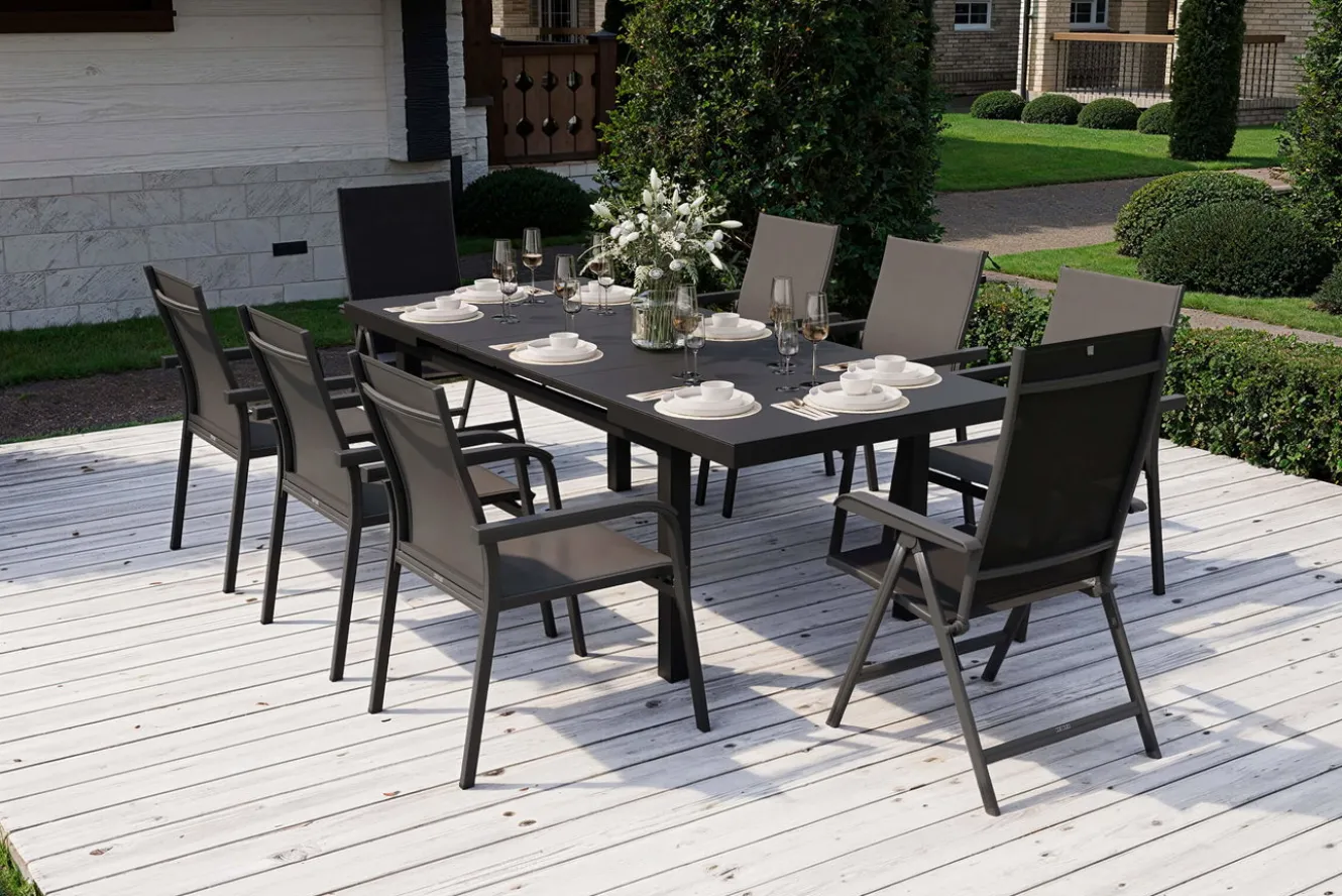 KETTLER BasicPlus Garten-Essgruppe, 8 Personen, ausziehbar, 180-240cm, Alu/Textilene