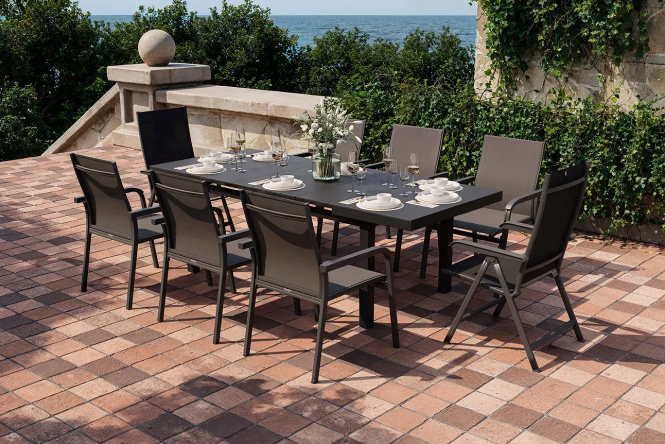 KETTLER BasicPlus Garten-Essgruppe, 8 Personen, ausziehbar, 180-240cm, Alu/Textilene