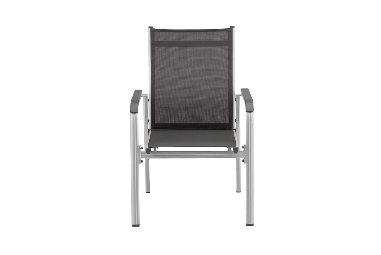 KETTLER BasicPlus Garten-Essgruppe, silber, Alu/Textilene, Tisch 180/240x100cm, 6 Stapel-, 2 Klappstühle