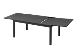 KETTLER BasicPlus Garten-Essgruppe, anthrazit/schwarz, Alu/Textilene/Spraystone-Glas, Tisch 160/260 x 100 cm, 6 Klappstühle