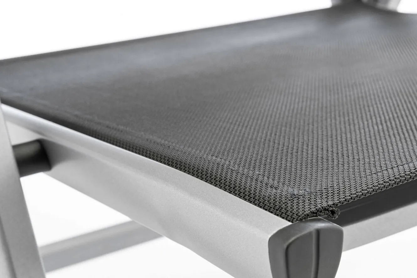 KETTLER BasicPlus Garten-Essgruppe, silber / anthrazit, Alu / Spraystone / Textil, Tisch 180/280x100cm, 6 Klappstühle