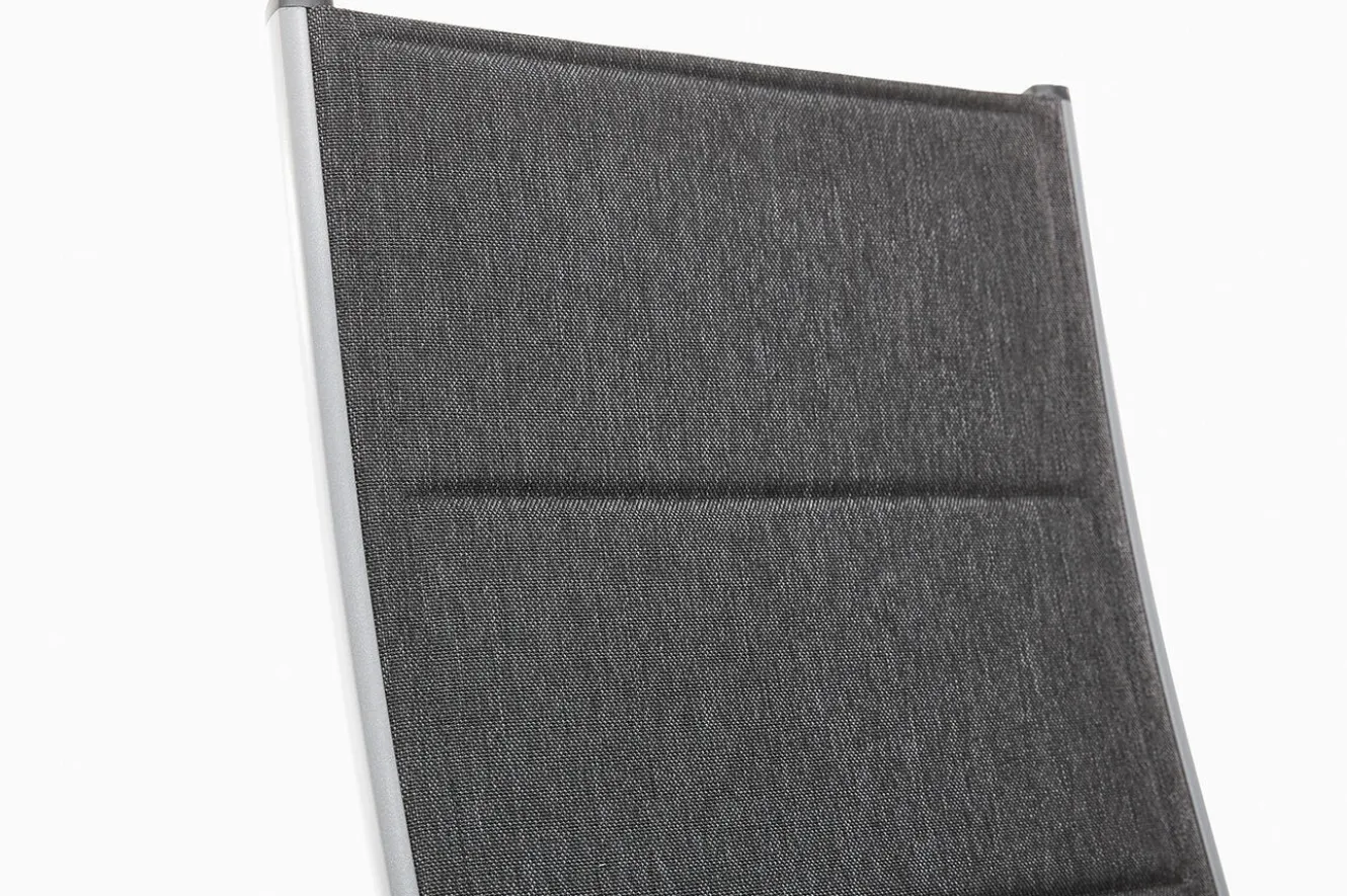 KETTLER BasicPlus Padded Klappstuhl, silber/anthrazit, Alu/Textilene, 0301201-9000, verstellbare Rückenlehne