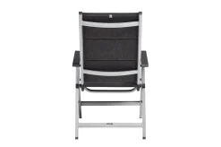 KETTLER BasicPlus Padded Klappstuhl, silber/anthrazit, Alu/Textilene, 0301201-9000, verstellbare Rückenlehne