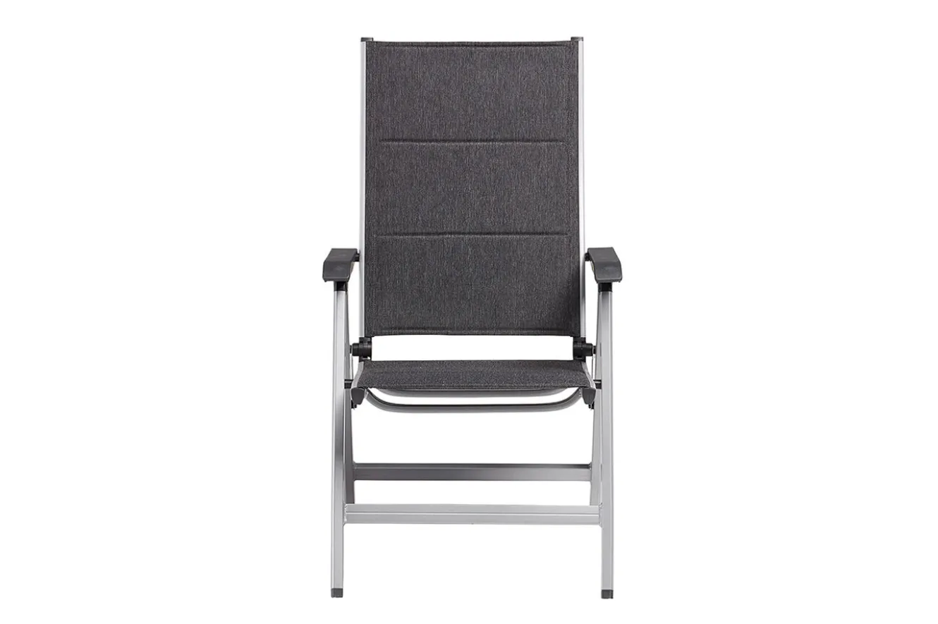 KETTLER BasicPlus Padded Klappstuhl, silber/anthrazit, Alu/Textilene, 0301201-9000, verstellbare Rückenlehne