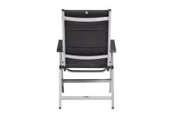 KETTLER BasicPlus Padded Klappstuhl, silber/anthrazit, Alu/Textilene, 0301201-9000, verstellbare Rückenlehne