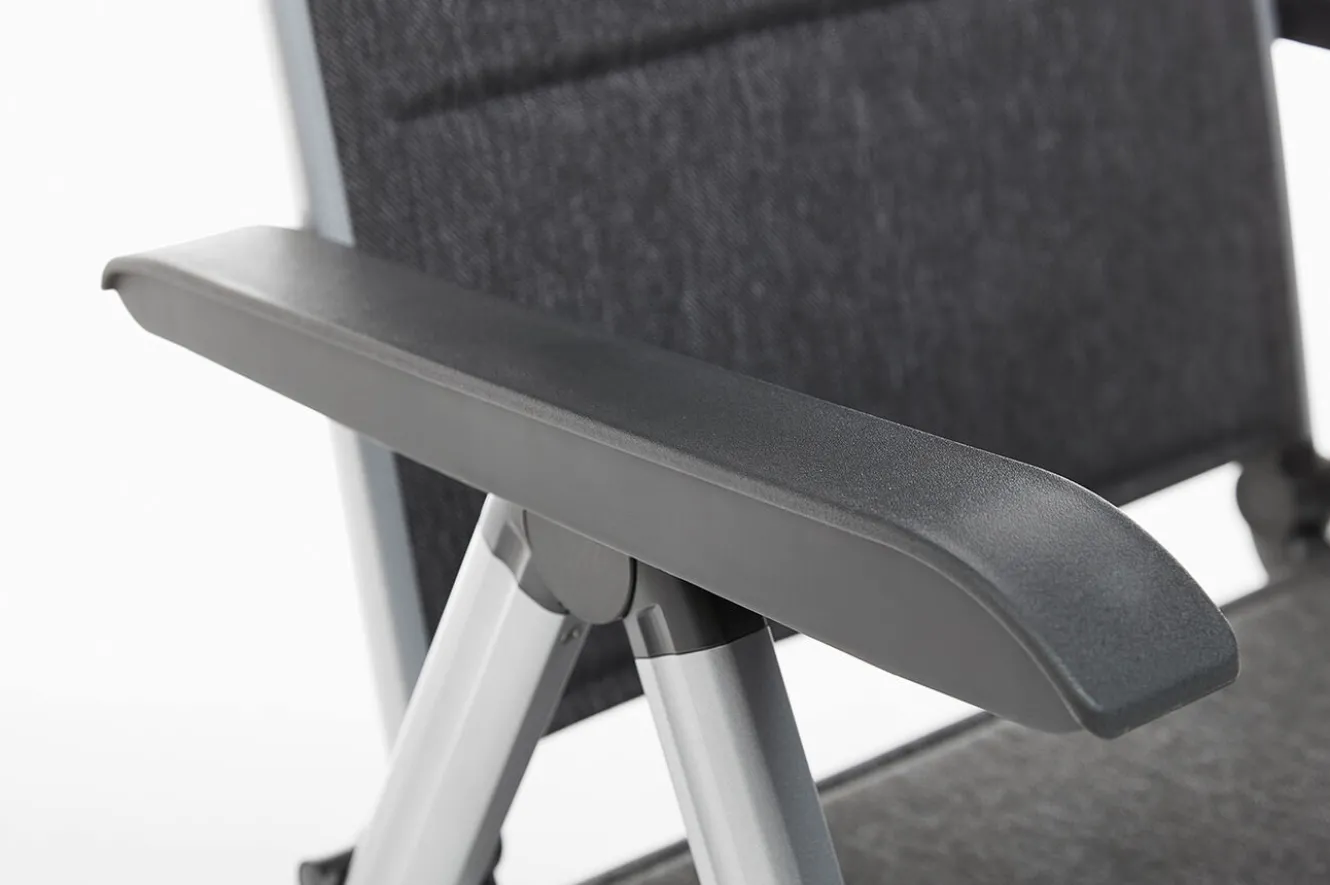 KETTLER BasicPlus Padded Klappstuhl, silber/anthrazit, Alu/Textilene, 0301201-9000, verstellbare Rückenlehne