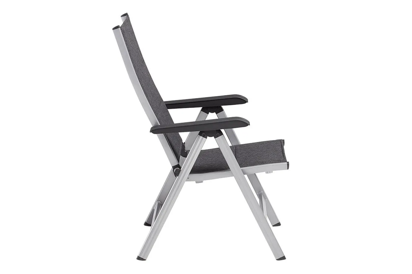 KETTLER BasicPlus Padded Klappstuhl, silber/anthrazit, Alu/Textilene, 0301201-9000, verstellbare Rückenlehne