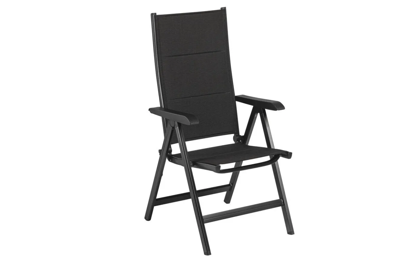 KETTLER BasicPlus PaddedKlappstuhl, anthrazit, Alu/Textilene, 0301201-9400, verstellbare Rückenlehne