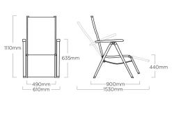 KETTLER BASIC PLUS Padded Relaxsessel, silber/anthrazit meliert, Alu/Outdoorgewebe, klappbar, robust, 0301216-9000