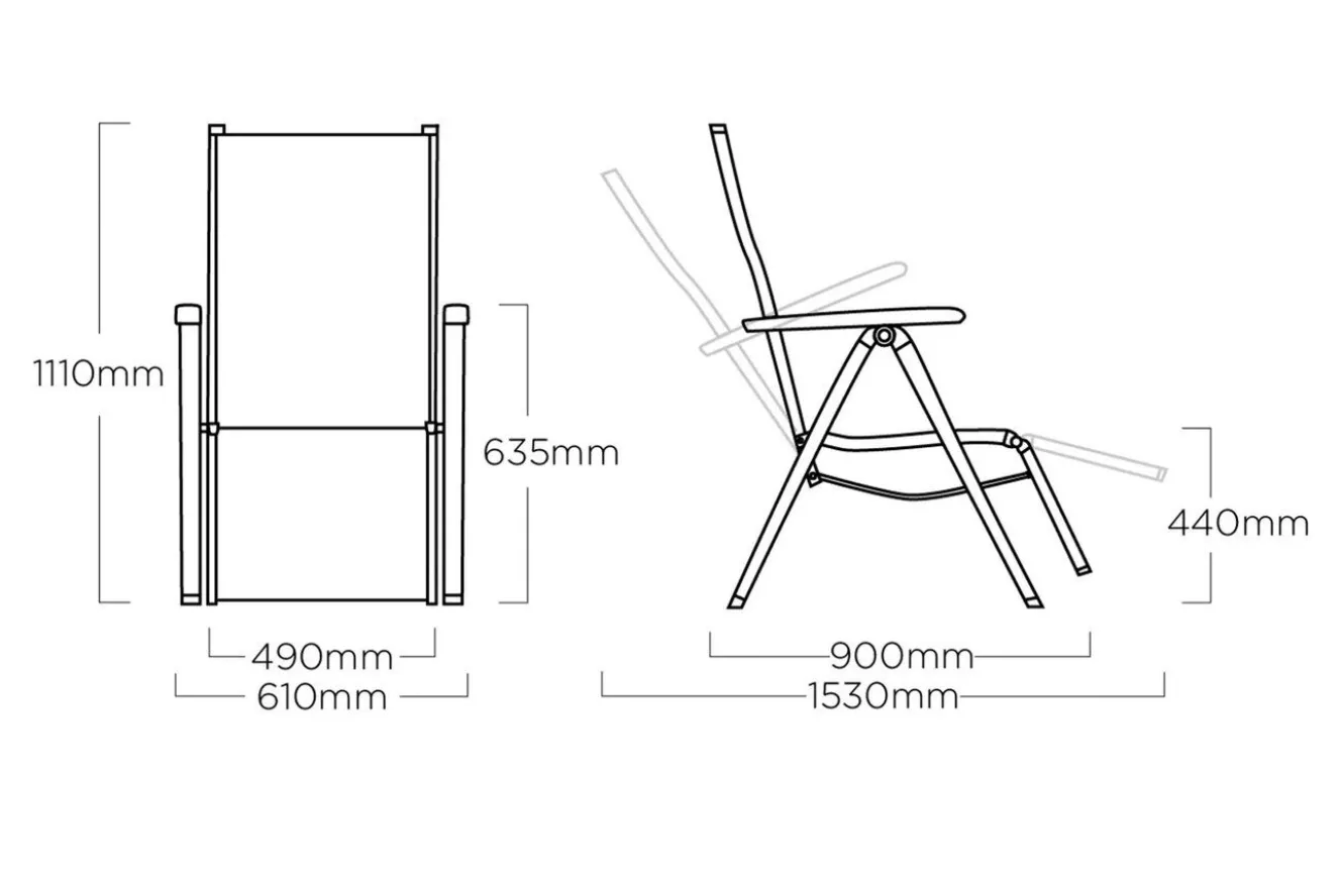 KETTLER BASIC PLUS Padded Relaxsessel, silber/anthrazit meliert, Alu/Outdoorgewebe, klappbar, robust, 0301216-9000