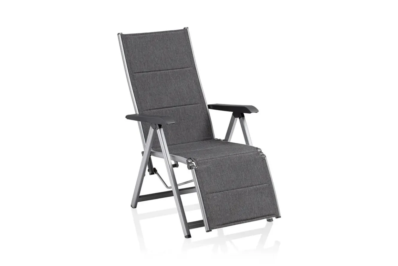 KETTLER BASIC PLUS Padded Relaxsessel, silber/anthrazit meliert, Alu/Outdoorgewebe, klappbar, robust, 0301216-9000