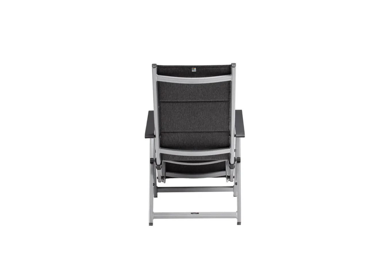 KETTLER BASIC PLUS Padded Relaxsessel, silber/anthrazit meliert, Alu/Outdoorgewebe, klappbar, robust, 0301216-9000