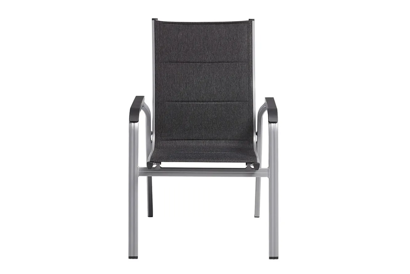KETTLER BasicPlus PaddedStapelsessel, silber/anthrazit, Alu/Textilene, 0301202-9000, stapelbar