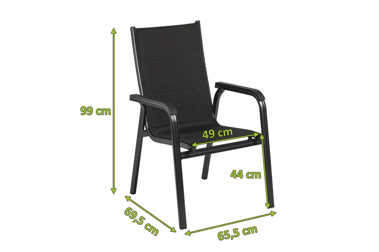 KETTLER BasicPlus PaddedStapelsessel, anthrazit, Alu/Textilene, 0301202-9400, stapelbar