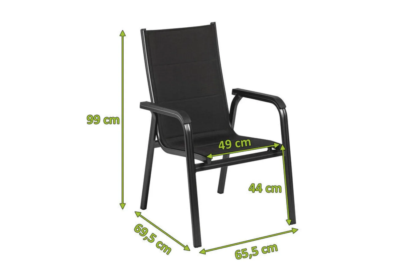 KETTLER BasicPlus PaddedStapelsessel, anthrazit, Alu/Textilene, 0301202-9400, stapelbar