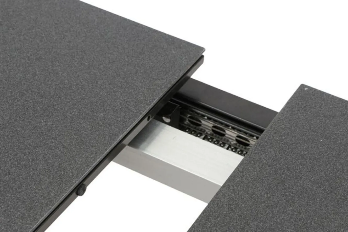 KETTLER BasicPlus Premium Garten-Essgruppe, anthrazit, Alu/Spraystone, Tisch 180/240x90 cm, 6 Stapelsessel