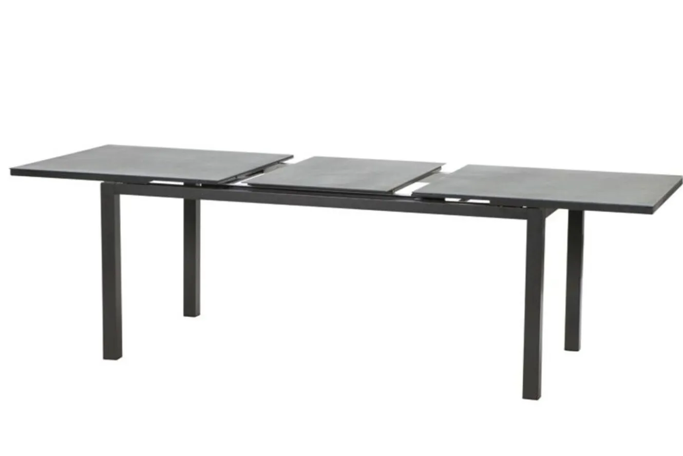 KETTLER BasicPlus Premium Garten-Essgruppe, anthrazit, Alu/Spraystone, Tisch 180/240x90 cm, 6 Stapelsessel