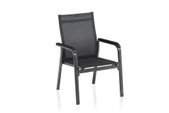 KETTLER BasicPlus Premium Garten-Essgruppe, anthrazit, Alu/Spraystone, Tisch 180/240x90 cm, 6 Stapelsessel