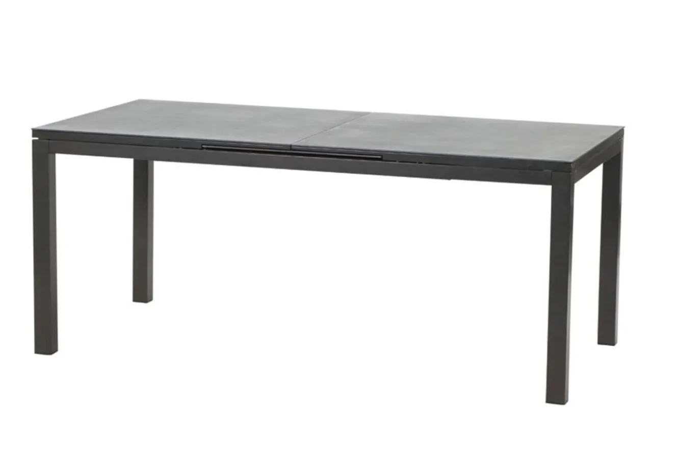 KETTLER BasicPlus Premium Garten-Essgruppe, anthrazit, Alu/Spraystone, Tisch 180/240x90 cm, 6 Stapelsessel