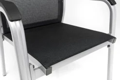 KETTLER BasicPlus Premium Garten-Essgruppe, silber, Alu, Tisch 160x90 cm, 4 Stapelsessel