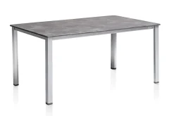 KETTLER BasicPlus Premium Garten-Essgruppe, silber, Alu, Tisch 160x90 cm, 4 Stapelsessel