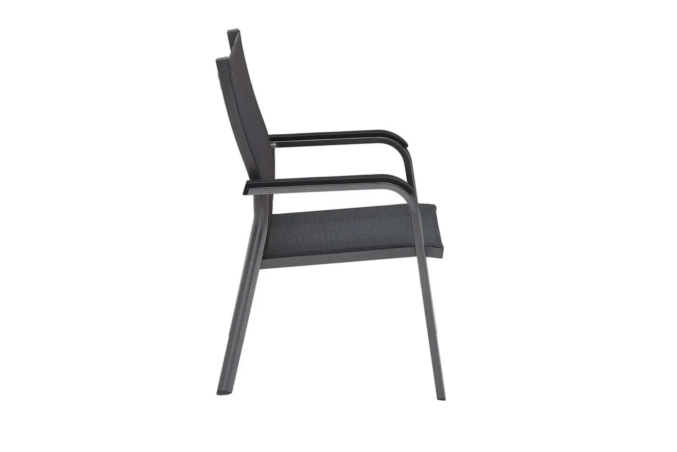 KETTLER BasicPlus Premium Garten-Essgruppe, anthrazit, Alu/Textilene, Tisch 180/240 cm, 6 Stapelsessel