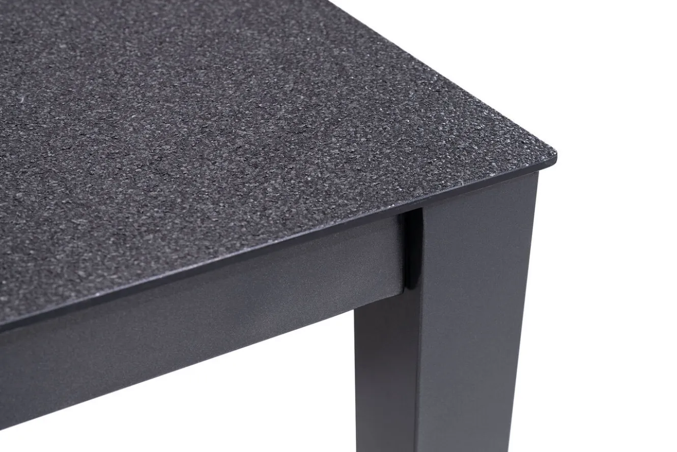 KETTLER BasicPlus Premium Garten-Essgruppe, anthrazit, Alu/Spraystone, Tisch 160x95 cm, 4 Stapelsessel