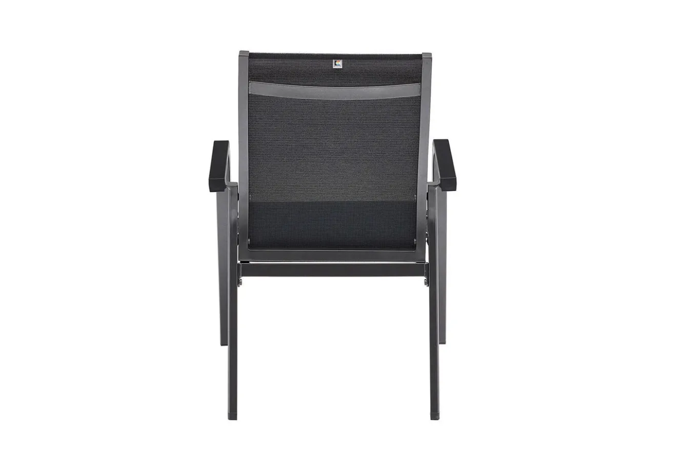 KETTLER BasicPlus Premium Garten-Essgruppe, anthrazit, Alu/Spraystone, Tisch 160x95 cm, 4 Stapelsessel