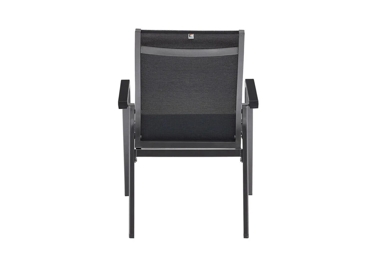 KETTLER BasicPlus Premium Garten-Essgruppe, anthrazit, Alu/Spraystone, Tisch 160x95 cm, 6 Stapelsessel