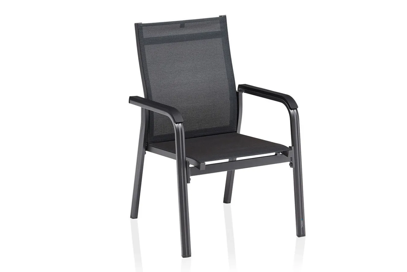 KETTLER BasicPlus Premium Garten-Essgruppe, anthr., Alu/Spraystone, Tisch 180/280 cm, 8 Stapelsessel