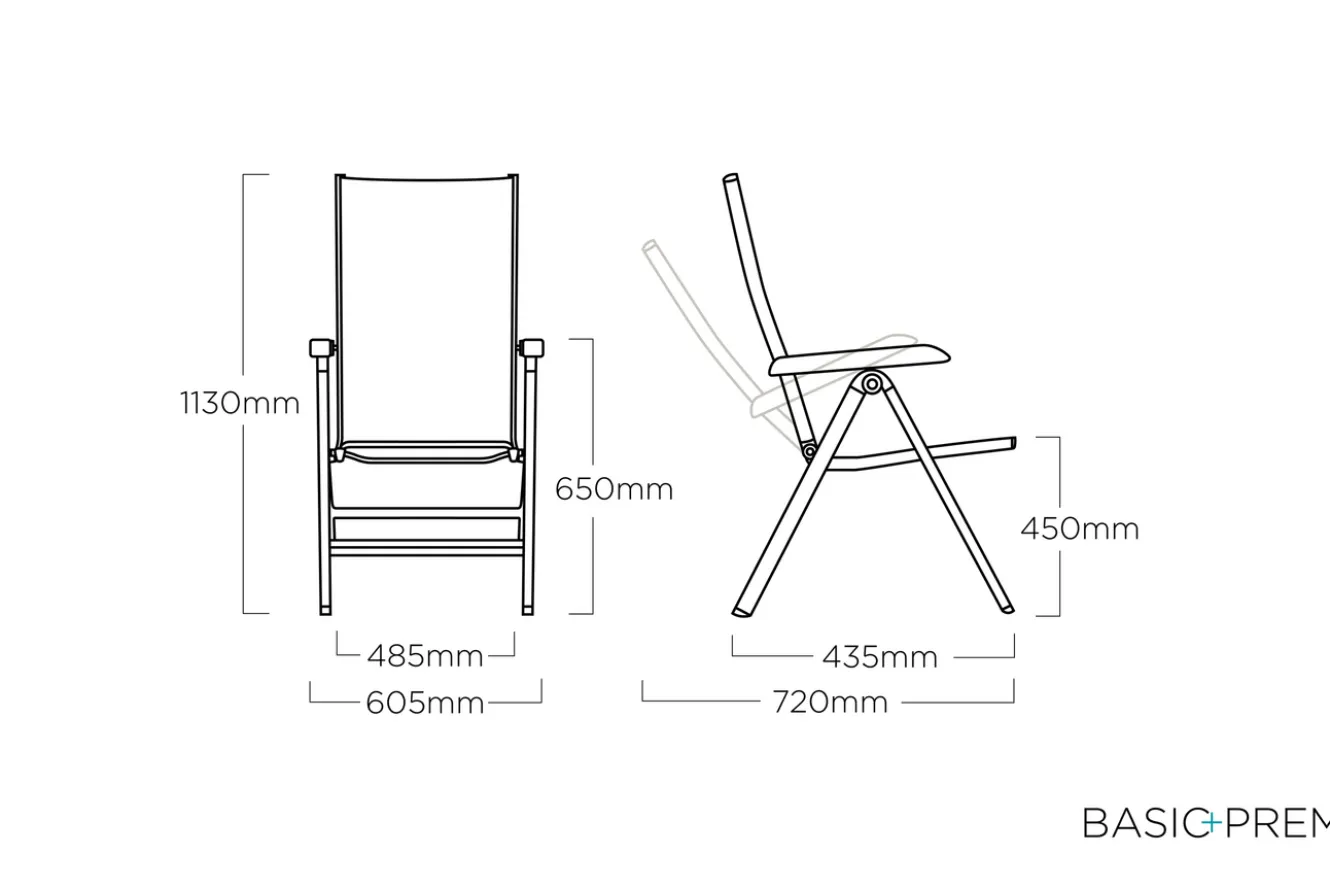KETTLER Basic Plus Premium Klappstuhl, silber/lakritz, Alu/Outdoorgewebe,0102401-0000