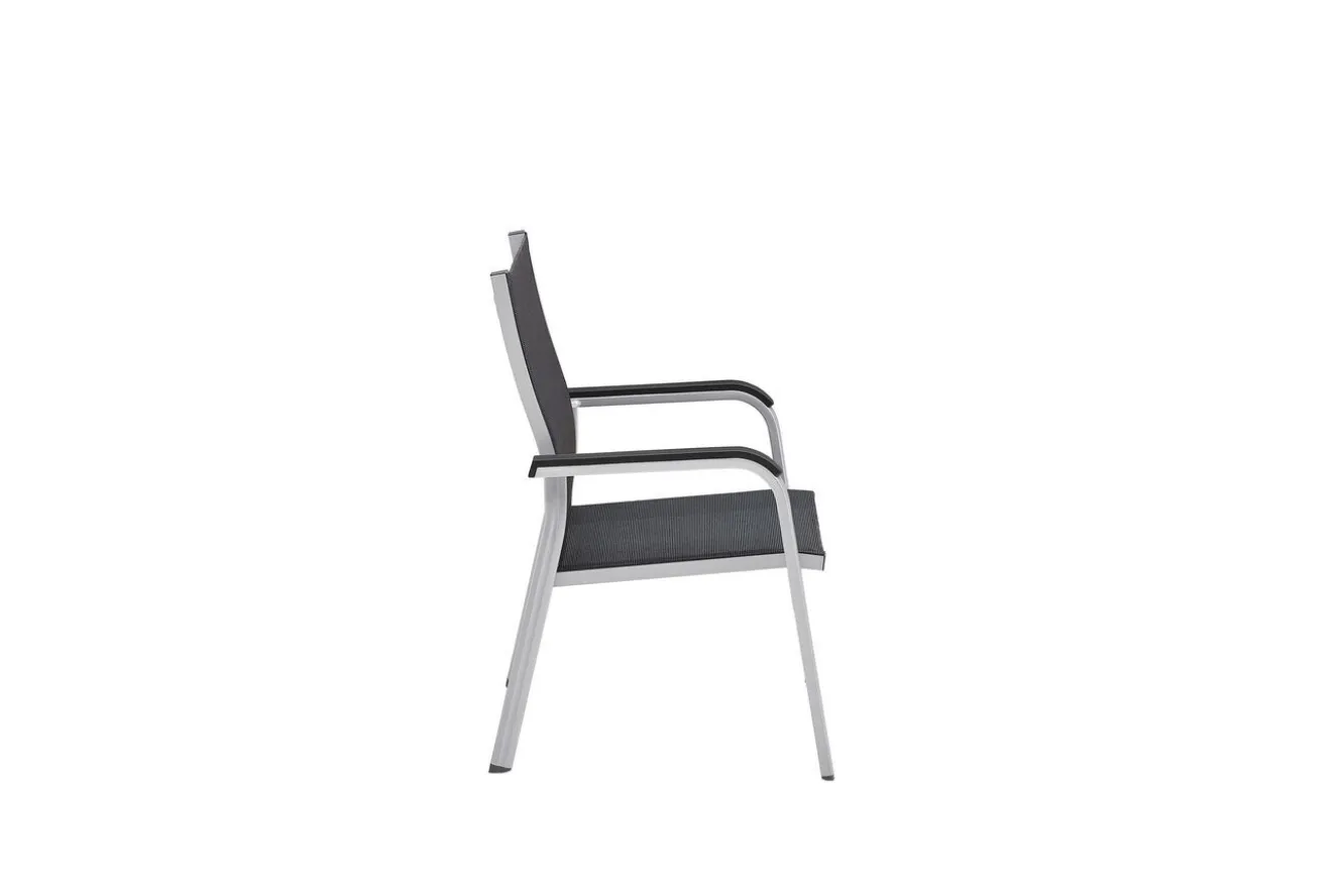 KETTLER Basic Plus Premium Stapelsessel, silber/lakritz, Alu/Outdoorgewebe, 0102405-0000