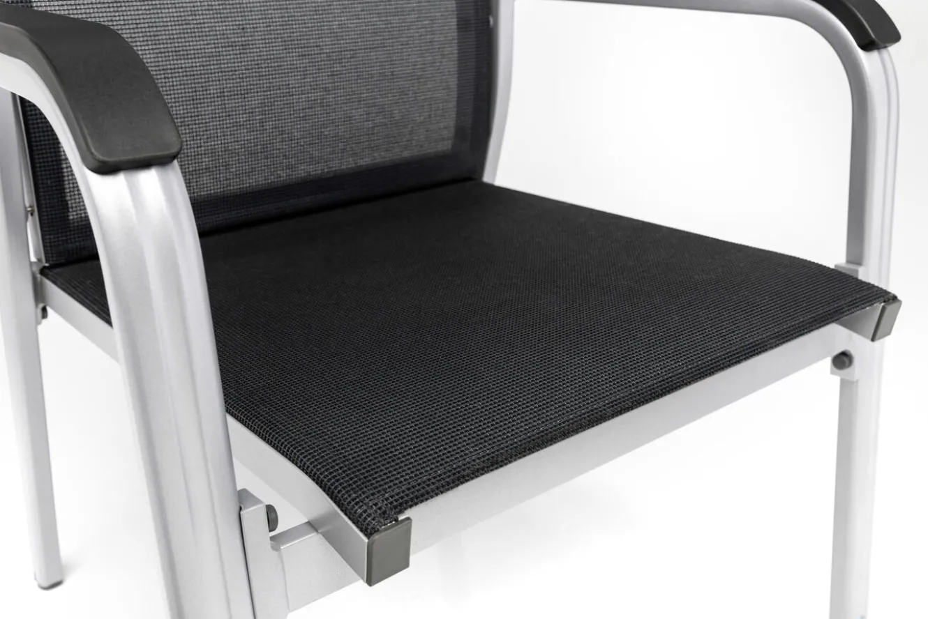 KETTLER Basic Plus Premium Stapelsessel, silber/lakritz, Alu/Outdoorgewebe, 0102405-0000