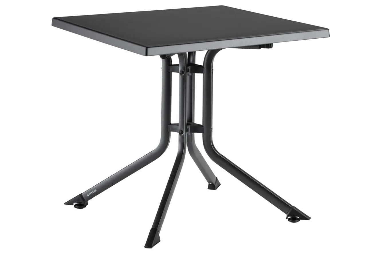KETTLER BasicPlus Pro Balkon-Set, anthrazit, Aluminium/KETTALUX/Textilene, Tisch 70 x 70 cm, 2 Klappstühle, ergonomisch