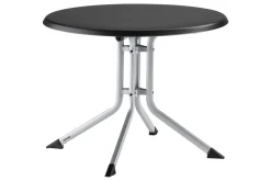 KETTLER BasicPlus Pro Balkon-Set, silber/anthrazit, Aluminium/Textilene/KETTALUX, Tisch Ø 70 cm, klappbar, pflegeleicht